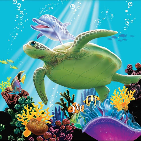 Whimsical Practicality Sea Turtle Edible Cake Image Topper, 1/4 Sheet, Green