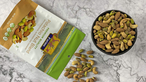 Setton 8 oz Farms Pistachio Nut Blend Value Bag with Almonds, Pistachios and Cashews, Resealable Pouch