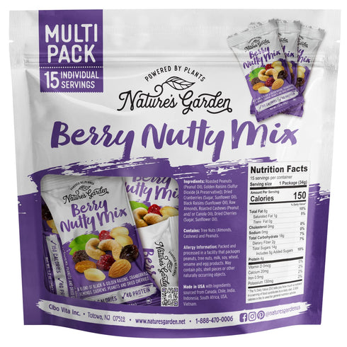 18 (1.2 15 count) Natures Garden Berry Nutty Mix, Single Serve Bags - Ounce Ounce x