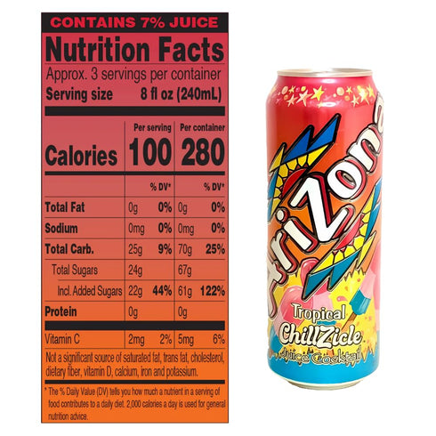 Generic 22 Oz (Pack 12) AriZona Tropical Chillzicle Big Can, Fl