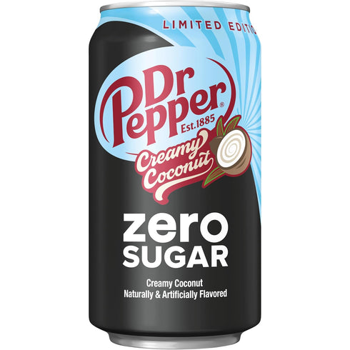 12 oz 12 Pack Dr Pepper Zero Sugar Creamy Coconut Soda, fl cans