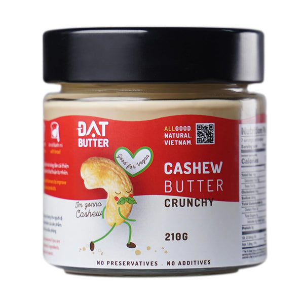 DAT FOODS Cashew Butter Crunchy, Natural Nut Spread, 99% Cashews with Salt (7.4 oz)