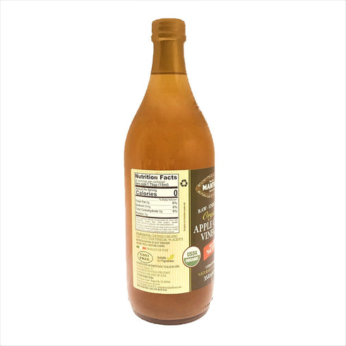 100% 34 Oz (2 Pack) Raw Unfiltered Organic Apple Cider Vinegar with 'The Mother' - - Rich in Probiotics and Enzymes