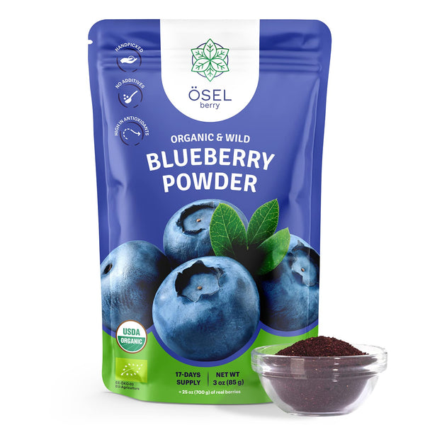 SEL BERRY Organic Wild Blueberry Powder 3oz USDA Certified - No Sugar Added Antioxidant-Rich