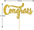 Gold Glitter Congrats Cake Topper for Graduation Party Decorations, Class of 2025, College Grad, Congratulations