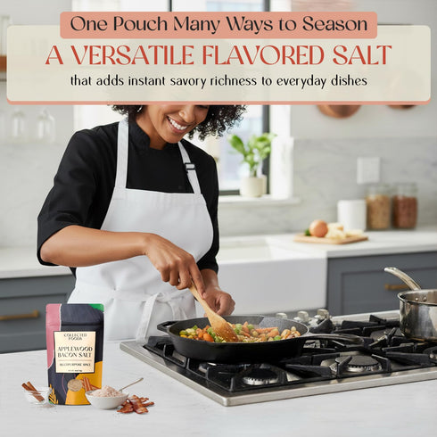 4oz Collected Foods Premium Applewood Smoked Bacon Salt Seasoning All-Natural, Gluten-Free, Non-GMO | Flavored Salt