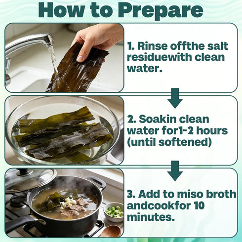 Curnue 8 oz (227g) Dried Kombu Seaweed for Miso Soup Dried Kelp Kombu Seaweed for Dashi Stock, Soup Base, Seaweed Salad