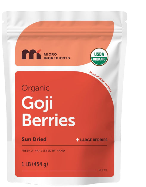 Micro Ingredients Organic Goji Berries, 1lb (16oz) | Large Whole Sun-Dried Berries