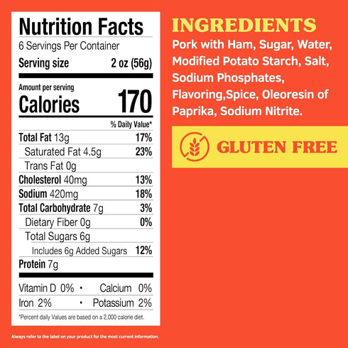 7 12 oz (12 Pack) SPAM with Tocino Seasoning, Grams of Protein Per Serving, Can