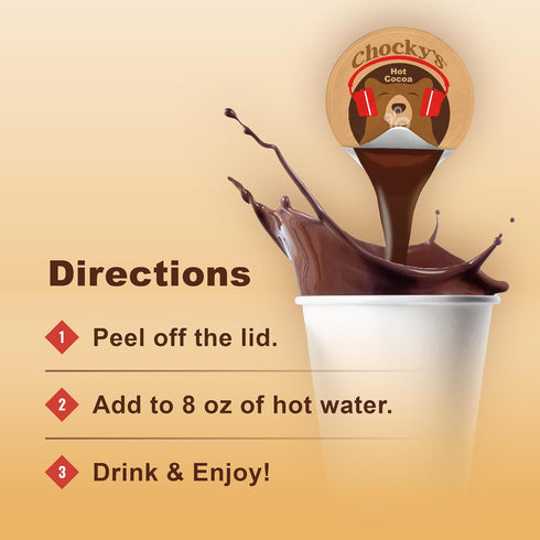 12 Count Chockys by Java House Single-Serve Hot Chocolate Pods - Peel and Pour Liquid Concentrate - Hot Chocolate