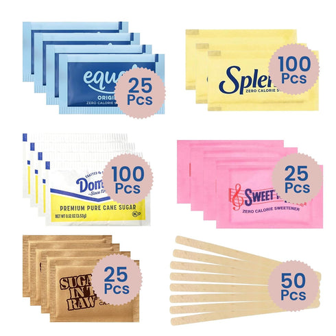 The Generous Miner Assorted Sugar Packets for Coffee Station Gift Set, 325 Piece Individual Sugr