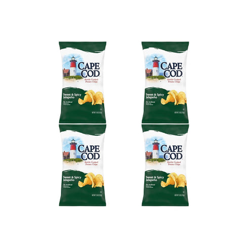 Cape Cod Sweet & Spicy Jalapeno Chips,7.5 Oz Bag,(Pack of 4)
