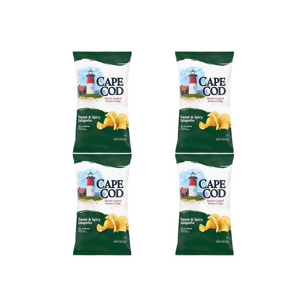 Cape Cod Sweet & Spicy Jalapeno Chips,7.5 Oz Bag,(Pack of 4)