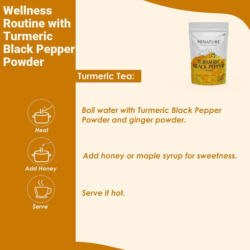 Mi Nature Turmeric Root Powder with Black Pepper, 227g (8oz), Pure Curcuma Longa & Piper Nigrum for Cooking