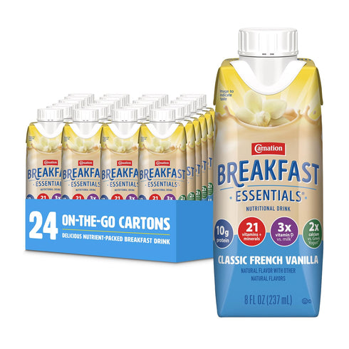 Carnation Breakfast Essentials Ready-to-Drink, Classic French Vanilla, 8 FL OZ Carton (Pack