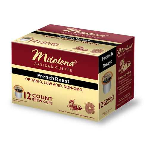 Pack 72 6 Mitalena Artisan Coffee Variety - Low Acid Organic Coffee Pods, Compatible with Keurig K Cup Coffee Maker