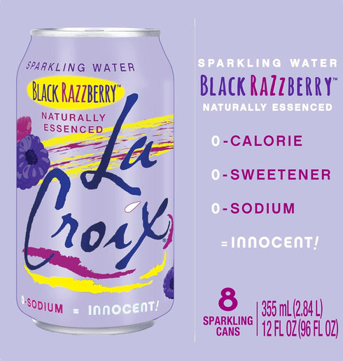 12 Oz (pack 8) La Croix Sparkling Water, Black Razzberry, Fl