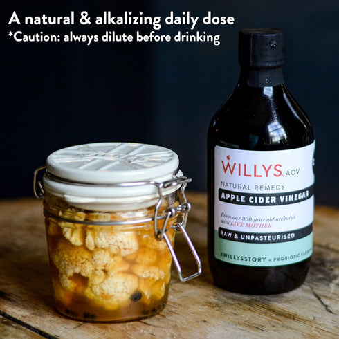 Willy's Organic Apple Cider Vinegar with Mother - Detox Probiotics for Gut Wellness