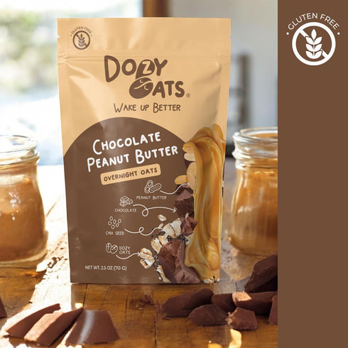 Dozy Packets, 9-Pack Oats Overnight Oatmeal Chocol'oat Lovers Variety Box with Rolled Oats, Chia Seeds, and Date