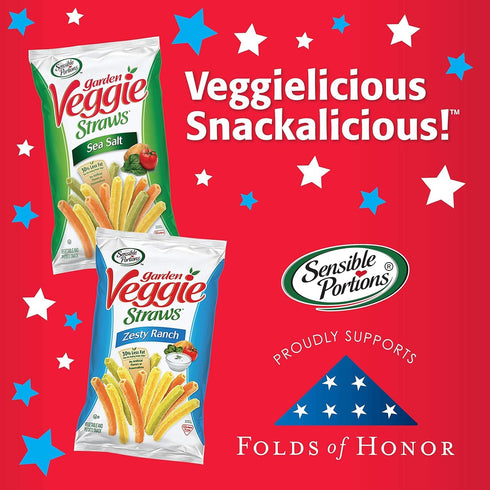 1 Oz (Pack 24) Sensible Portions Garden Veggie Snacks - Veggie Straws, Snack Size, Cheddar Cheese