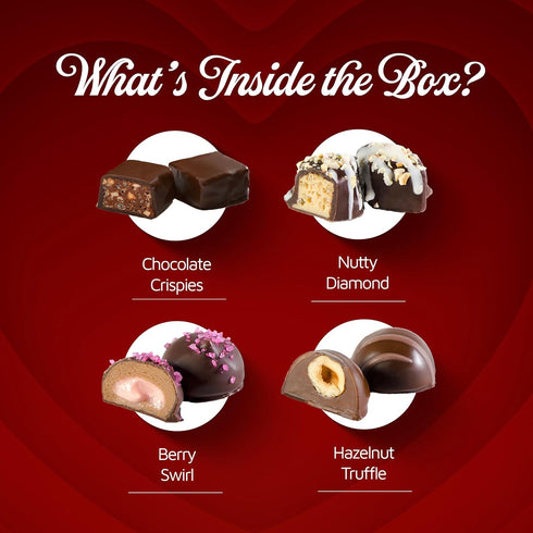 16-Pc Valentine Chocolate Truffles Gift Box - Fancy Vegan Dark Chocolate Candy, Kosher, Dairy Free, Heart Box