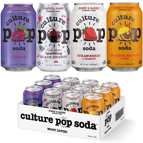 Culture Pop Soda, Most Loved Variety Pack, Probiotic Low Sugar Soda, Sparkling