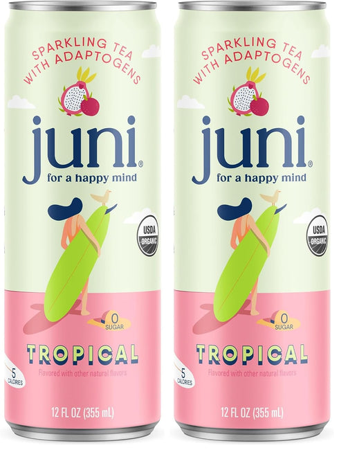 Juni Sparkling Adaptogen Drink with Ashwagandha, Lions Mane & Reishi Mushrooms, Zero