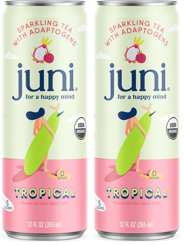 Juni Sparkling Adaptogen Drink with Ashwagandha, Lions Mane & Reishi Mushrooms, Zero