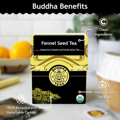 Buddha Teas Organic Fennel Seed Tea - Herbal Tea for Health & Digestion - USDA Certified, 18 Tea Bags