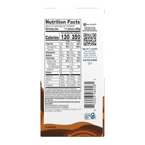 2.8 oz LILY'S Salted Caramel Extra Dark Chocolate Style No Sugar Added, Sweets Bar