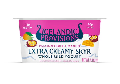 Icelandic Provisions, Passion Fruit And Mango Extra Creamy SKYR, 4.4 Ounce