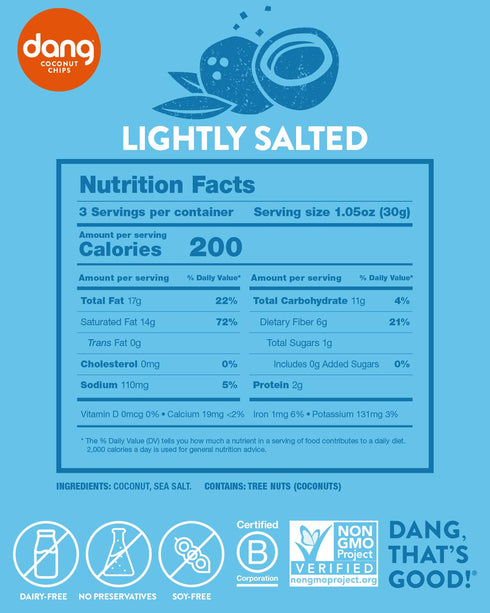 3.17 (Pack 6)) Dang Toasted Coconut Chips | Vegan, Gluten Free, Non GMO, Healthy Snacks Made with Whole Foods (Lightly