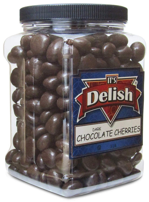 Gourmet Dark Chocolate Covered Cherries by It's Delish, 3 lb Jumbo Reusable