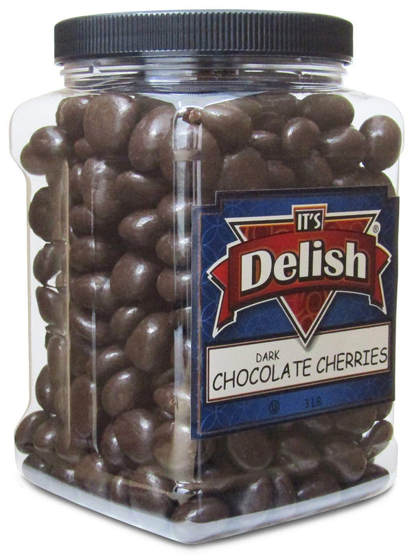 Gourmet Dark Chocolate Covered Cherries by It's Delish, 3 lb Jumbo Reusable