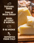 8 oz 8 Imported Italian Romano Pecorino Wedge - Hand Cut Pure Sheep's Milk Cheese Aged for Months - Sharp, Piquant