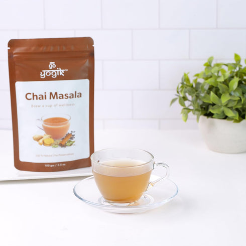 Go-Yogik Chai Masala Spice Blend, Authentic Indian Blend (80 cups) - 3.5oz, Caffeine Free, Vegan, Gluten Free, Herbal