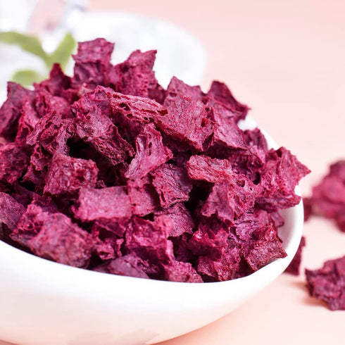 WEIJUEJIYI Froze-dried 3.17oz 90g, Beetroot Chunks / Single Ingredient, Made from Fresh Beets, Dehydrated Vegetables