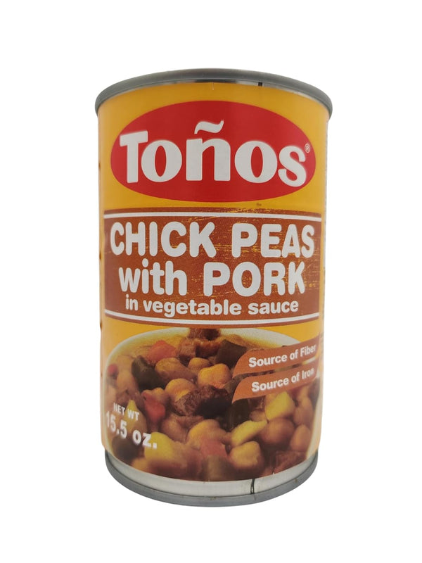 Toos Chickpeas with Pork in Vegetable Sauce, Traditional Central American Recipe, Canned Meal,