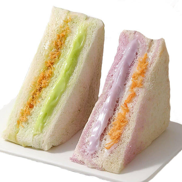 BKSUAIWU 10 Bags Asian Breakfast Bread,Taro puree&pistachio Mixed Flavor Chinese Sandwich,Individually Wrapped,
