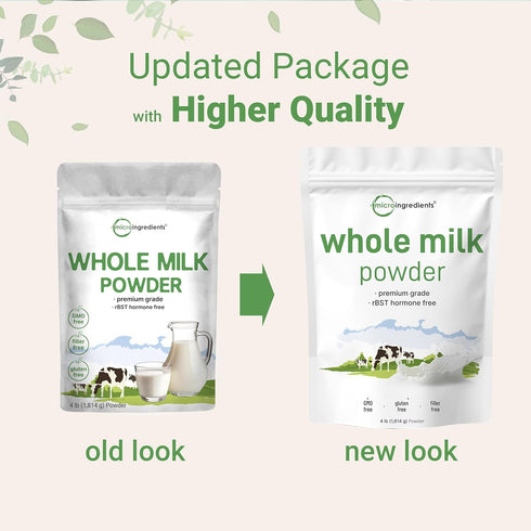 4 lb Micro Ingredients Whole Milk Powder, | Pasture-Raised, rBST-Free | Pure & Rich in Protein | Ideal for Baking