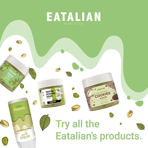 7 oz/ 200g, EATALIAN by AMZ BETTER Vegan Pistachio Cream Sugar Free, Delicious sugar free vegan spread, ideal on bread