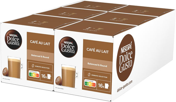 Nescaf Dolce Gusto Caf au lait, Pack of 6, 6 x 16