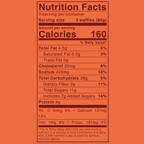 100% 1 9 Frozen Evergreen Zucchini and Carrot Cake Waffles, Whole Grain, Full Combined Serving of Fruits & Veggies