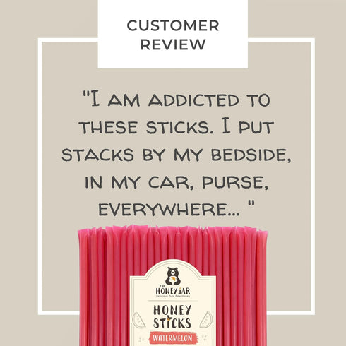The Honey Jar Watermelon Flavored Honey Sticks, Pure Honey Straws for Tea, Coffee, 20 Count