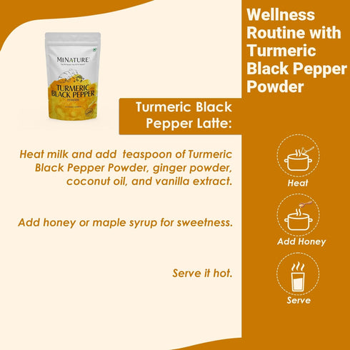 Mi Nature Turmeric Root Powder with Black Pepper, 227g (8oz), Pure Curcuma Longa & Piper Nigrum for Cooking