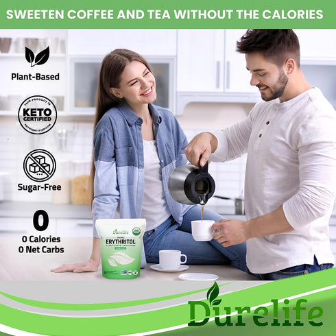 5 LB Durelife USDA organic erythritol sweetener, non gmo verified, Keto certified, No After Taste, Kosher, Zero Calorie