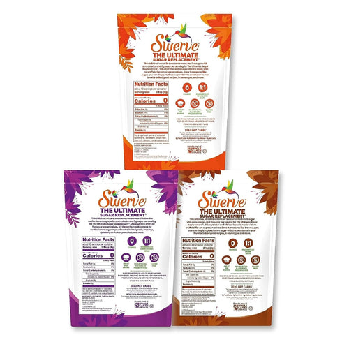 12oz, 3 Pack Swerve Sweetener Granular, Brown and Confectioners Baker's Trio - Sugar Substitute, Zero Calorie, Keto