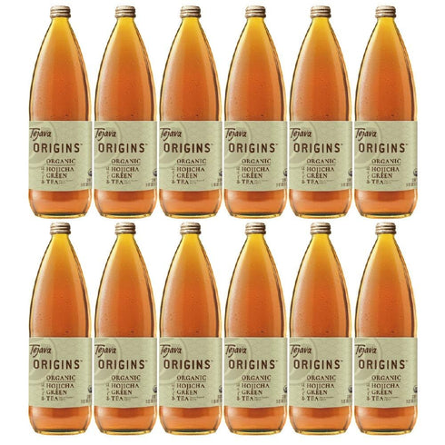 12 Pack, 1 Tejava Origins Hojicha Green Iced Tea, Liter Glass Bottles, Unsweetened, USDA Organic, Non-GMO, Kosher, No