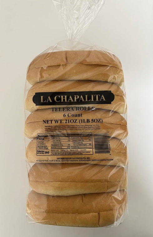 La Chapalita 6 Count, 21 oz, Telera Rolls, Mexican Bread