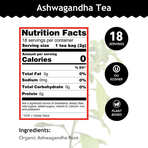 18 (Pack 1) Buddha Teas - Ashwagandha Root Tea - Herbal Tea - Promote Cleansing & Wellness - With Antioxidants